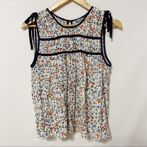 aerie Tops - M Aerie Floral Swing Shoulder Tie Sleeveless Semisheer Blouse